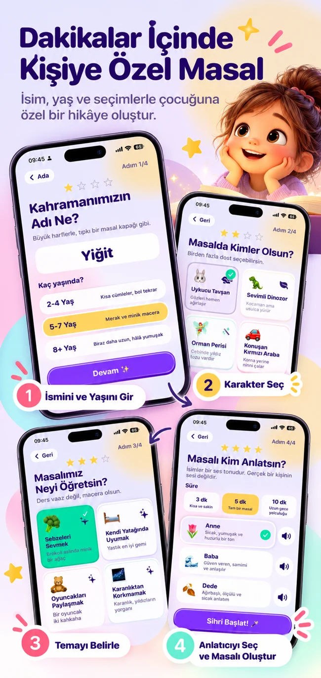 Kişiye özel masal oluşturma ekranı